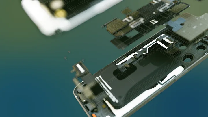 An exploded view of a smartphone's layers